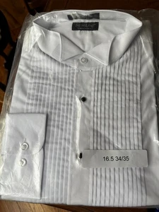 NEW Milani Sz 16.5 Tuxedo/Formal Shirt. White Pleated Wing Tip Collar. LS 34/35. - Picture 1 of 6
