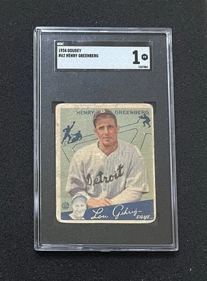 Goudey 1934 - #62 Henry Greenberg - SGC 1 Foto 1 de 2