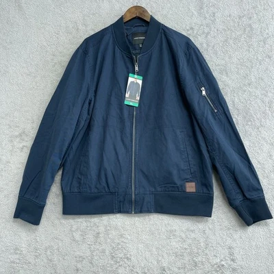 NUEVA Chaqueta Bomber Lucky Brand Para Hombre XL Azul Marino Poliéster Ligera Cremallera Completa Foto 1 de 4