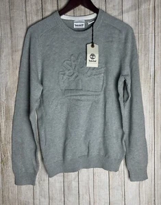 Timberland Logo Crew Neck Jumper Grey Mens Size Medium BRAND NEW Cotton - Picture 1 of 4