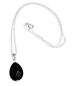 COLLAR de ÓNIX Lágrima facetada 18x13mm .CADENA PLATA DE LEY. Largo aprox 42 cm - Imagen 1 de 4