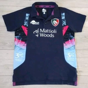 Leicester Tigers Rugby Polo T-Shirt - Smaurai Small S Blue Short Sleeve Top G2U - Picture 1 of 10