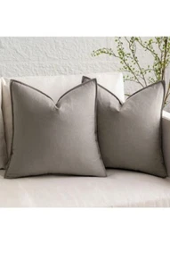 Miulee Pack Of 2 Light Gray Pillow Covers 24x24 Inch Decorative Couch Sofa Bed - Picture 1 of 6