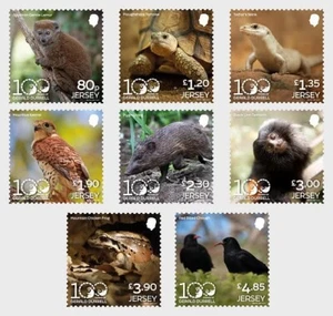 Jersey 2025 animals 100 Years Gerald Durrell Conservation bird turtle frog 8v - Picture 1 of 1