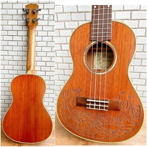 Alulu solid mahogany tenor ukulele, green abalone, laser sea fish pattern UMT09 - Picture 1 of 15