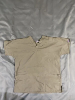 Cherokee Scrub Top Unisex Small Brown V Neck Pockets CNA Medical Top Blouse - Image 1 of 4