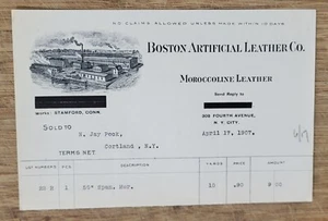1907 Letterhead New York City Boston Artificial Leather Company - Picture 1 of 1