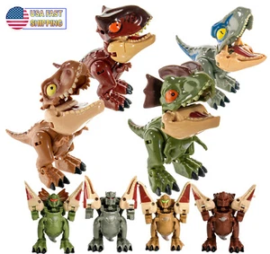 4pc 2 in 1 Dinosaur Robot Transforming Toy Dino Tansformer Robot w Movable Limbs - Picture 1 of 10