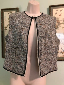 Vintage Ladies Homemade Reversible Vest Sz. Large Round Corners Tweed/Floral - Picture 1 of 10