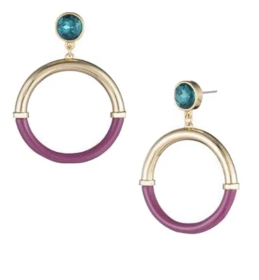 Brincos de argola de resina Trina Turk Destination Groove novo com etiquetas - rosa Jt119 - Imagem 1 de 2