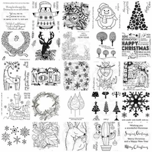 Woodware Clear Stamps - Christmas Festive Reindeer Sentiments Penguin Trees Xmas - Picture 1 of 22