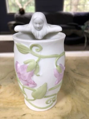 Antique VTG Art Nouveau 5”Porcelain Figurine Nude Girl Vase Cup Morning Glory - Image 1 of 4