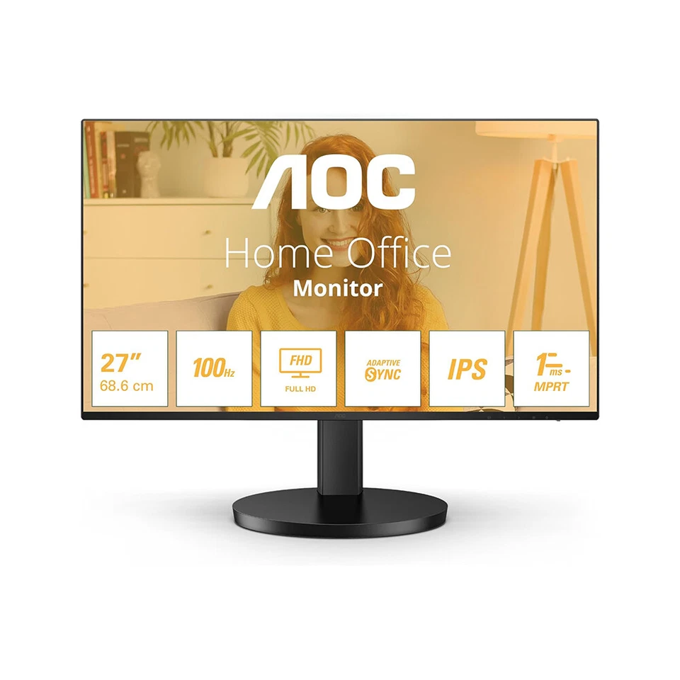 AOC B3 27HA2 27in IPS Full HD 100Hz 1ms Adaptive Sync Built in Speakers Monitor - Image 1 of 4