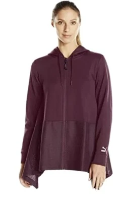 Sudadera con capucha para mujer PUMA Evo drapeada cremallera completa, cata de vino/cobre, mediana nueva con etiquetas Foto 1 de 2