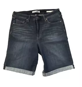 Code Bleu Women's Classic Bermuda Jean Denim Shorts Zipper Dark Wash Blue Sz 10 - Picture 1 of 7