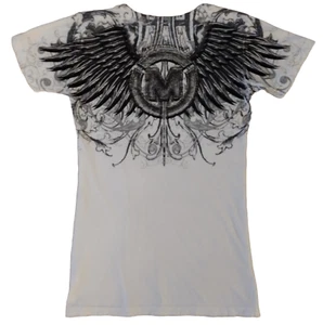 Brand New Affliction Womens T-Shirt XL METROPARK Top Wings White NWT - Picture 1 of 3