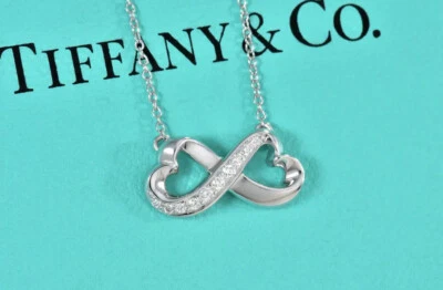 Tiffany & Co Diamond 18K White Gold Picasso Infinity Loving Heart 17" Necklace - Image 1 of 4