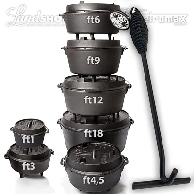Feuertopf ft1 3 4,5 6 9 12 18 Petromax Dutch Oven Füße inkl. Deckelheber Aktion