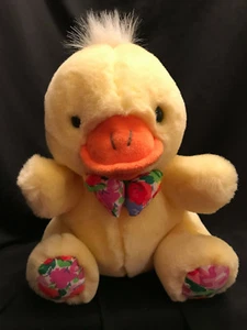 Chosun Easter 9" Duck Yellow Soft Stuffed Plush Floral Paw Pads Animal Bow - Picture 1 of 7