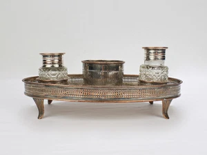 Antique English Early 19C Georgian Sheffield Silverplate Inkstand or Standish - Picture 1 of 12