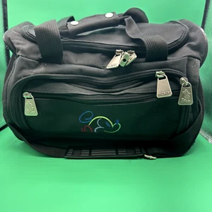 Vintage Disney Mickey Mouse Messenger Bag Small Duffle Bag Black Heavy Rainbow - Picture 1 of 12