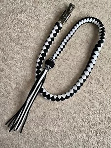 Látigo para motociclista *UK GBW 42 - 48"" negro blanco trenzado látigo GetBack Harley GBW - Imagen 1 de 7