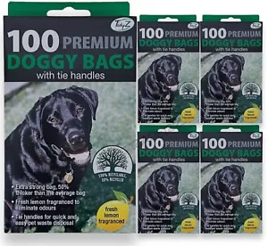 500 Strong Tie Handles Dog Poop Pet Puppy Poo Waste Doggy Bag DOGGY Poo BAGS - Picture 1 of 13