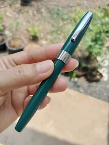 Pluma estilográfica usada Sheaffer Imperial Verde Cromo Borde - Pluma FINA - Imagen 1 de 12