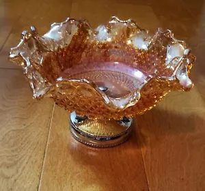 Fenton Carnival Glas erhaben Süßigkeiten/Obstschale Ringelblume Vintage 4,5" hoch 8" breit - Bild 1 von 6