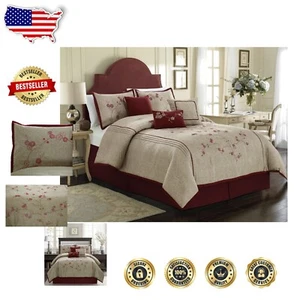 Luxury Embroidered Cherry Blossom Comforter Set - Complete California King Set - Picture 1 of 11