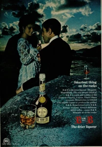 1968 Vintage Print Ad B&B DOM The dryer likör Man Woman Smartest On the Rocks - Bild 1 von 2