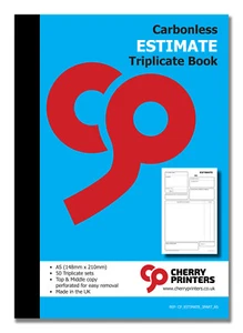 Cherry NCR Estimate Triplicate Book A5 (210mm x 148mm) 50 sets - Picture 1 of 4