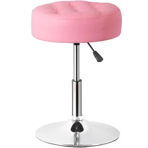 PU Leather Vanity stool Adjustable Height 360° Swivel Chair Makeup Stool Pink - Picture 1 of 22