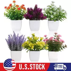 6Pcs Small Fake Flower Plants in Pots, Mini Artificial Faux Plants for Home - Picture 1 of 8