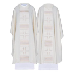 Haftina White/Ecru Gothic Chasuble Vestment With Cross Design | Kasel | Casulla - Bild 1 von 2
