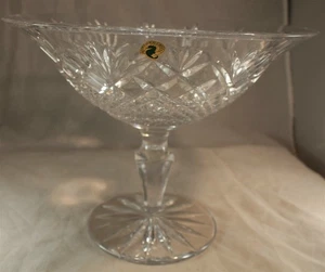 WATERFORD CRYSTAL SULLIVAN CROSS & FAN CUT FOOTED COMPOTE BOWL 10 1/4" WITH BOX - Picture 1 of 5