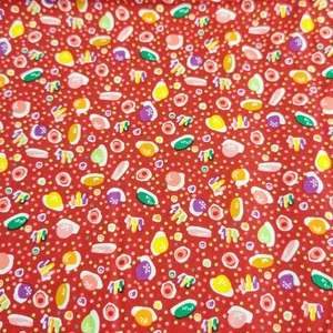 Cotton Fabric Red Candy Sprinkle Novelty Print Hancock 1yd x 44” Bright Colorful - Picture 1 of 9