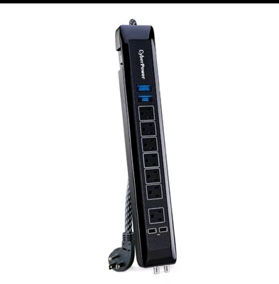 CyberPower 7 Outlet Surge Protector 6 Ft. Braided Cord (Black) - Image 1 of 4