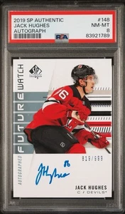 Reloj Future 2019 SP AUTÉNTICO #148 Jack Hughes autógrafo RC/999 PSA 8 - Imagen 1 de 3