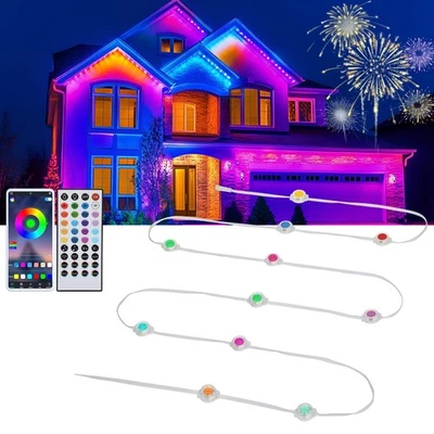 200ft Permanent Outdoor Lights, IP67 Waterproof with App & Remote Control, Ou... - Image 1 of 4