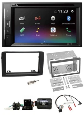 Pioneer Bluetooth Lenkrad USB 2DIN DAB DVD Autoradio für Fiat Idea 06-12 schwarz - Bild 1 von 4