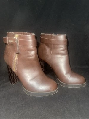 Mujer Forever 21 Talla 6.5/w Botines Imitación Marrón Oscuro Cuero Botas Foto 1 de 4