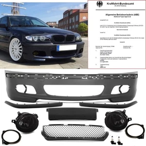 Parechoc Avant passe sur BMW E46 98-05 apprêté + Anti-brouillard Noir Pack M M2 - Imagen 1 de 3