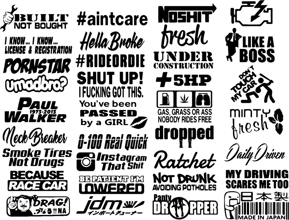 MEGA LOT 15 RANDOM JDM CAR STICKER DECAL PACK RACING TUNER FUNNY EURO JDM BOOST  - Image 1 of 1