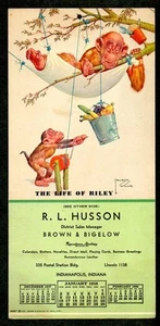 1937 Brown & Bigelow Sales Sample Advertising Calendar Lawson Wood Monkeys - Bild 1 von 2