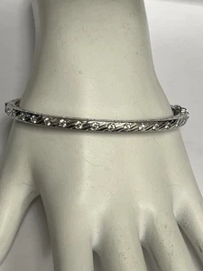 Amazing Classic Sterling Silver 925 Bling Bling CZ Bangle Bracelet refJ0295 - Picture 1 of 7