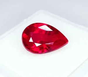 Certificado Rubí Rojo Natural Calidad AA Transparente Pera 6.42 Ct Gemas Sueltas Corte - Imagen 1 de 11