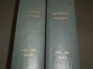 1922 SATURDAY REVIEW 2 BOUND VOLUMES - COMPLETE YR- PUBLISHED IN LONDON - R 1134 - Picture 1 of 6