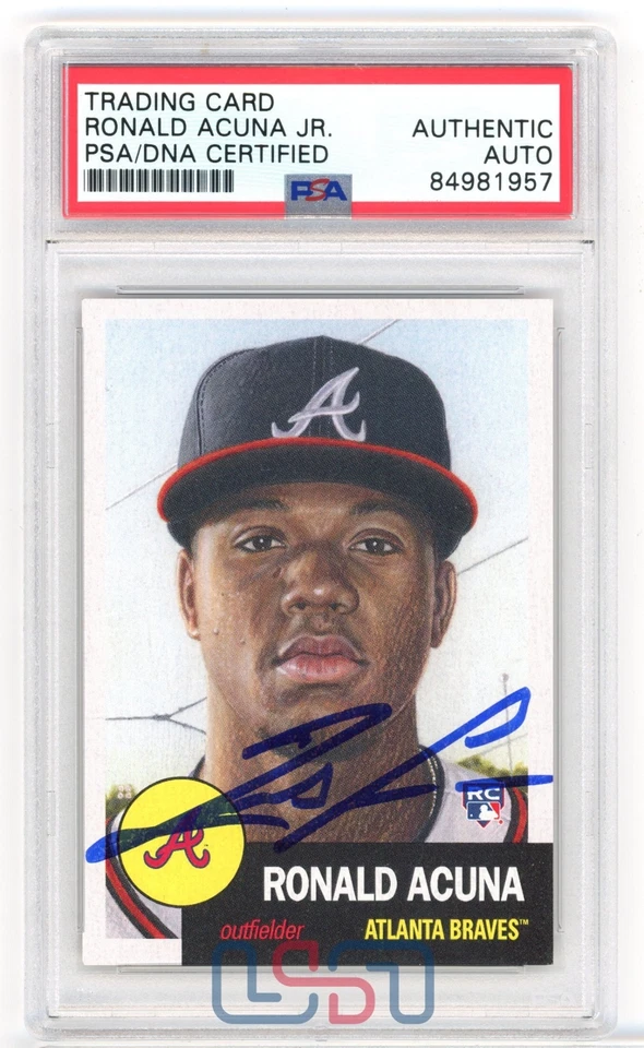 Ronald Acuna Jr. Braves Signed Autographed 2018 Topps Living Set #19 PSA/DNA - Image 1 of 2