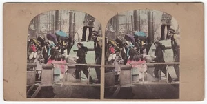 Hand-coloured SV: a SEASIDE EXCURSION in the RAIN by ALFRED SILVESTER - Picture 1 of 2